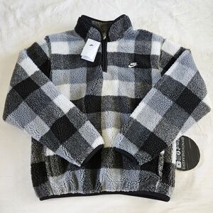 Nike Club Fleece Winterized Half-Zip Black White FZ0896-010 Men's Size Small